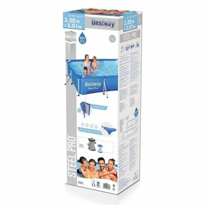 Piscine Hors Sol Rectangle Bestway Steel Pro 300 x 201 x 66 cm Avec Pompe De Filtration d'eau Facile a monter - 56411