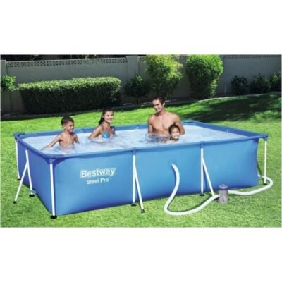 Piscine Hors Sol Rectangle Bestway Steel Pro 300 x 201 x 66 cm Avec Pompe De Filtration d'eau Facile a monter - 56411