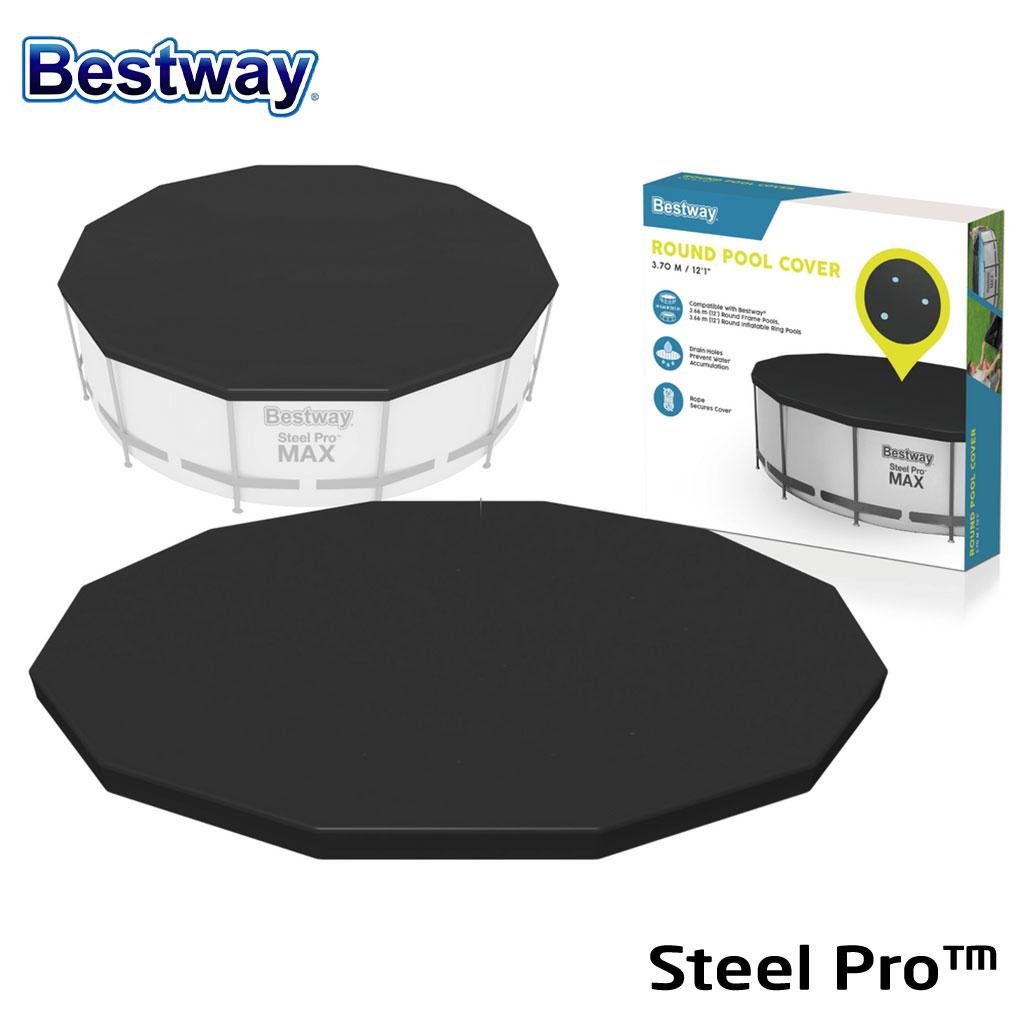 غطاء حماية دائري للمسابح فوق الأرض بمقاس 370 سم (لمسابح 3.66 متر) - Bestway 58037 Bâche et Couverture 370Cm Bestway De Piscine Rond Hors-sol 3.66m - 58037