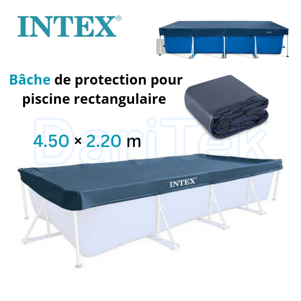 Bâche et Couverture De Protection Intex pour Piscine Rectangulaire 4.50m x 2.20m 4 saisons - 28039