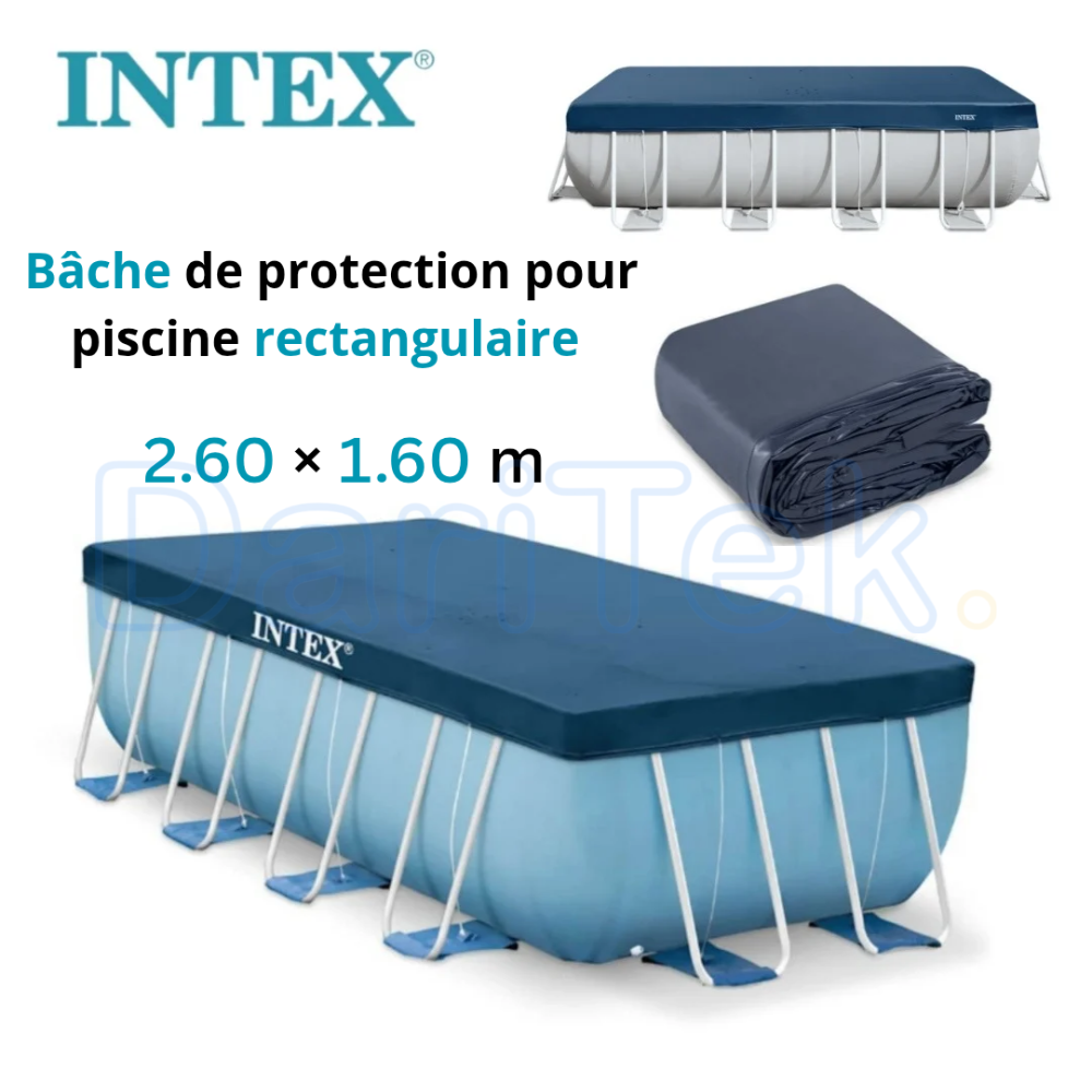 Bâche et Couverture De Protection Intex pour Piscine Rectangulaire 2.60m x 1.60m 4 saisons - 28036