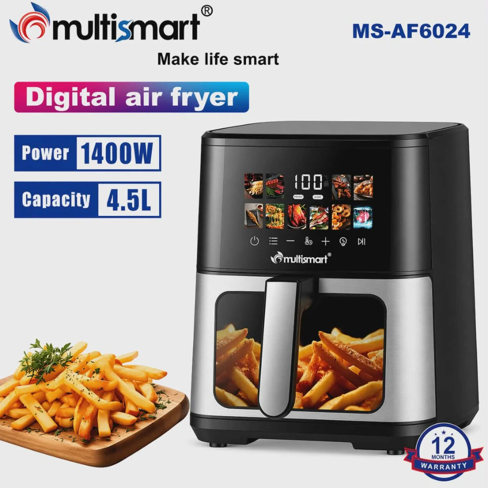 Air Fryer Friteuse Sans Huile Multismart 4.5L 1400W avec Ecran Tactile et 10 Programmes Prédéfinis - MS-AF6024 Air Fryer Friteuse Sans Huile Multismart 4.5L 1400W avec Ecran Tactile et 10 Programmes Prédéfinis - MS-AF6024 – Image 2