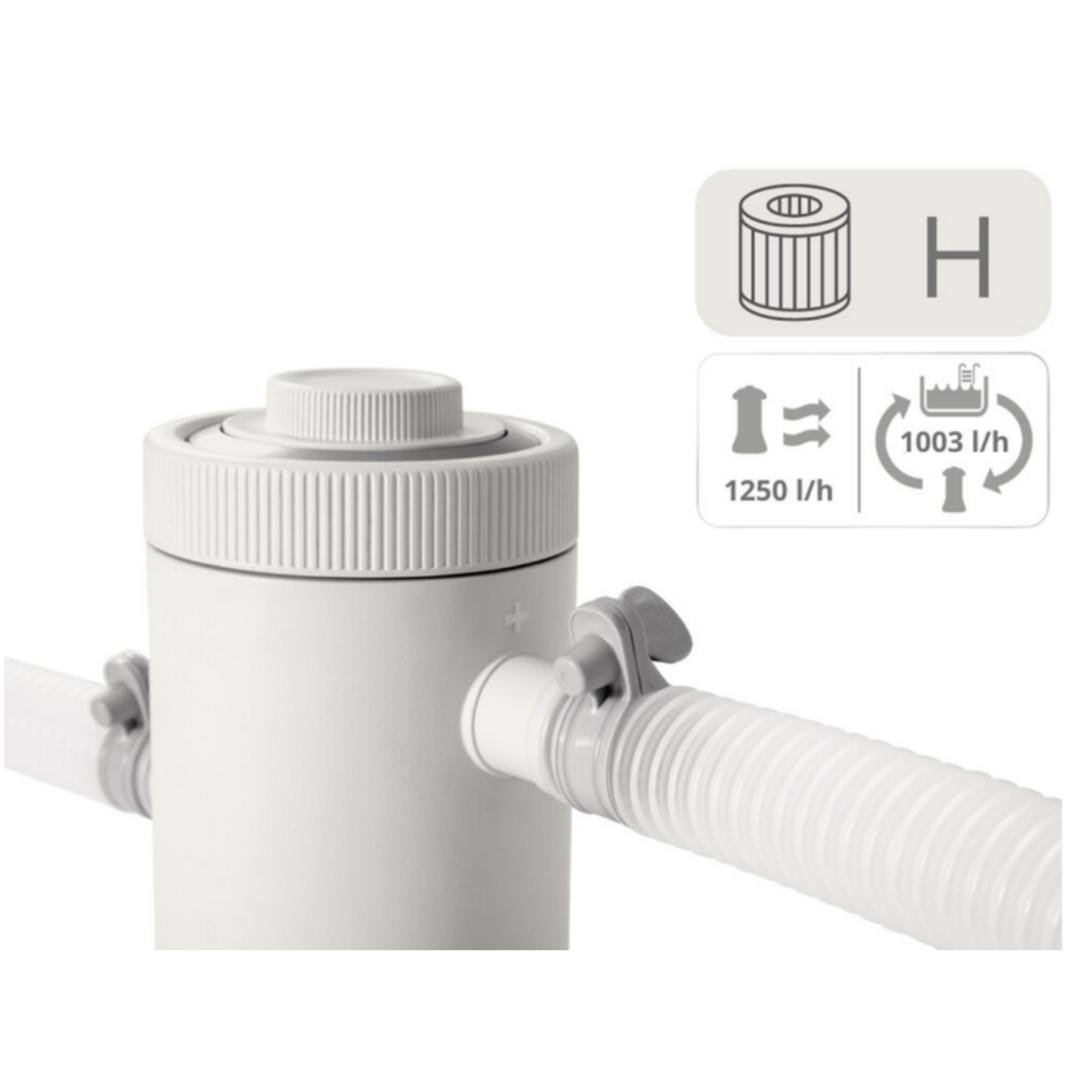 مضخة وفلتر مسبح بقوة 1250 لتر/ساعة – خرطوشة طراز H - من INTEX C330 ( 26602 ) INTEX Pompe De Filtration et Epurateur à Cartouche 1250 L/h ( 1,2 m³/h ) pour Piscine - Krystal Clear C330 Cartouche Type H - 26602