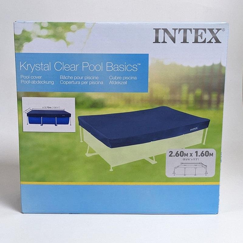 غطاء حماية مسبح إنتكس للمسابح المستطيلة (2.60 م × 1.60 م) لجميع الفصول - Intex 28036 Bâche et Couverture De Protection Intex pour Piscine Rectangulaire 2.60m x 1.60m 4 saisons - 28036