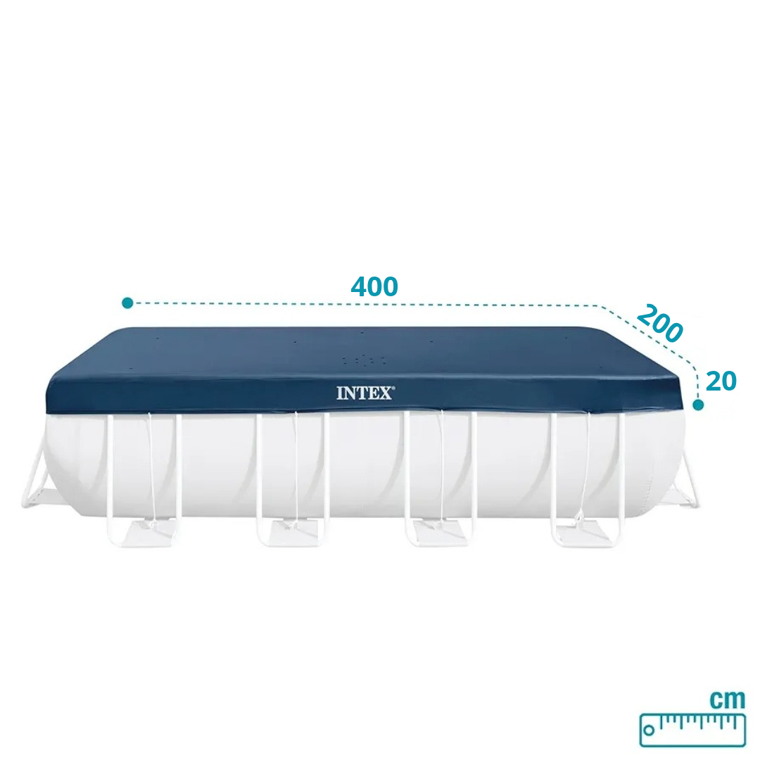 غطاء حماية مسبح إنتكس للمسابح المستطيلة (4.00 م × 2.00 م) لجميع الفصول - Intex 28037 Bâche et Couverture De Protection Intex pour Piscine Rectangulaire 4.00m x 2.00m 4 saisons - 28037