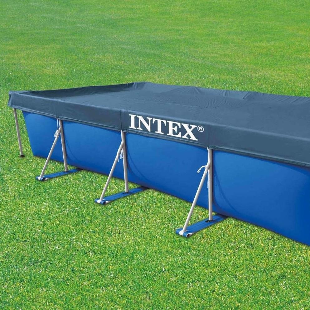 غطاء حماية مسبح إنتكس للمسابح المستطيلة (4.50 م × 2.20 م) لجميع الفصول - Intex 28039 Bâche et Couverture De Protection Intex pour Piscine Rectangulaire 4.50m x 2.20m 4 saisons - 28039