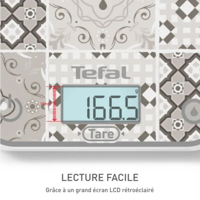 Balance de Cuisine Électronique En Verre Tefal Optiss 5kg avec Fonction Tare – BC50D6V0 Balance Électronique de Cuisine En Verre Tefal Optiss 5kg avec Fonction Tare – BC50D6V0