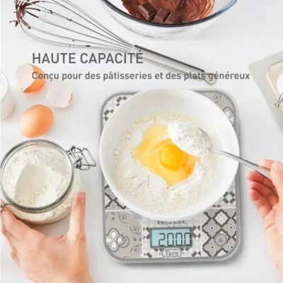 Balance Électronique de Cuisine En Verre Tefal Optiss 5kg avec Fonction Tare – BC50D6V0