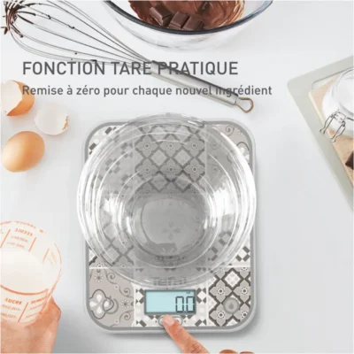 Balance Électronique de Cuisine En Verre Tefal Optiss 5kg avec Fonction Tare – BC50D6V0