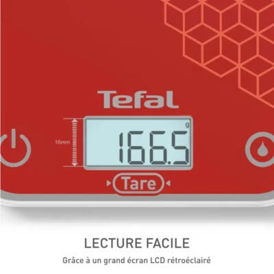 ميزان مطبخ إلكتروني زجاجي Tefal Optiss بسعة 5 كجم مع وظيفة التصفير (Tare) – BC50D7V0 Balance de Cuisine Électronique En Verre Tefal Optiss 5kg avec Fonction Tare – BC50D7V0