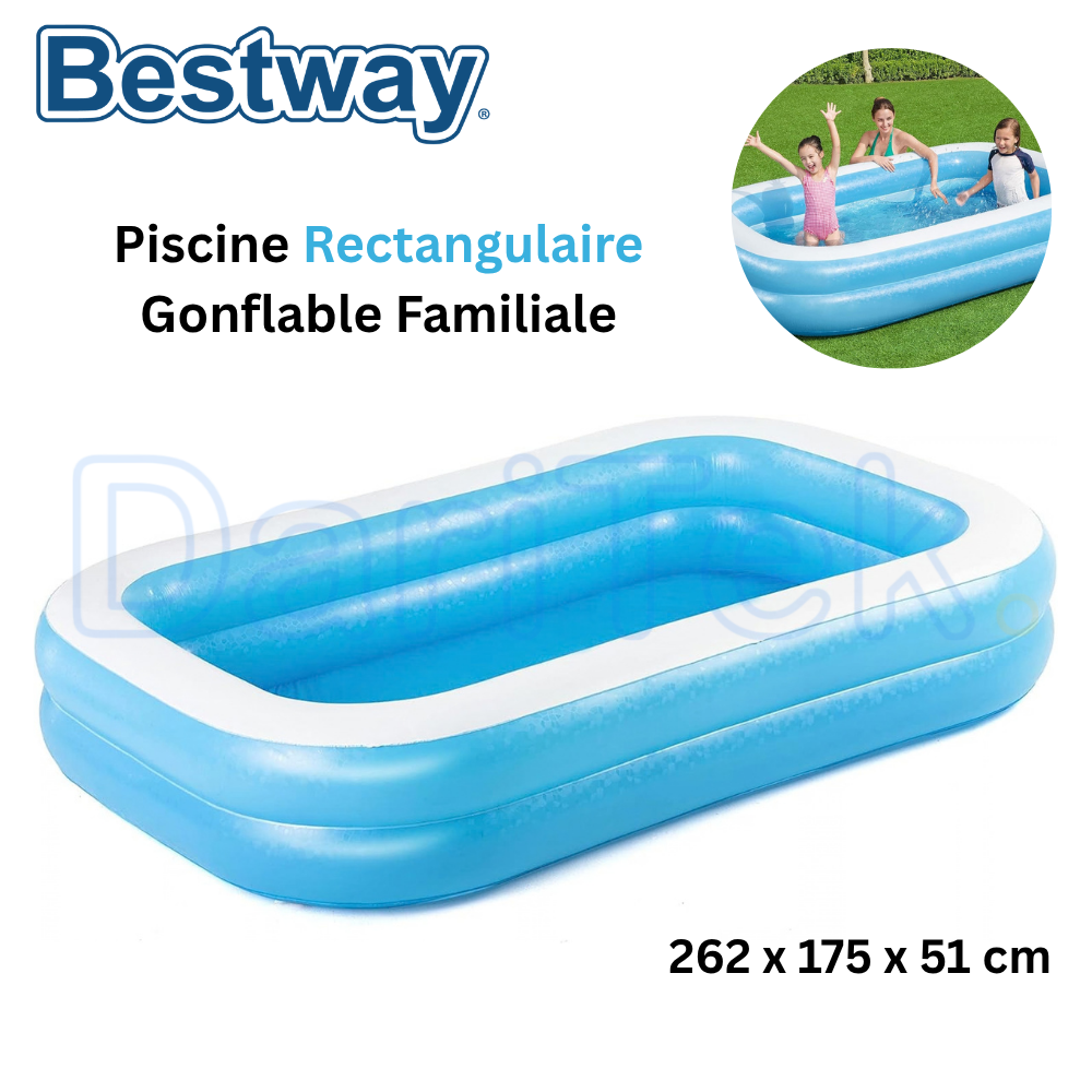 Piscine Rectangulaire Gonflable Familiale 262 x 175 x 51 cm Bestway 54006
