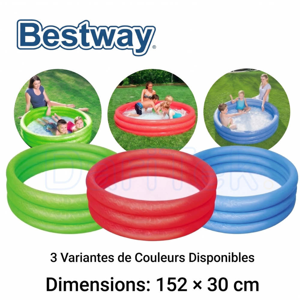 Piscine Ronde Gonflable Bestway En 3 Anneaux 152 x 30 cm Pour Enfants - 51026