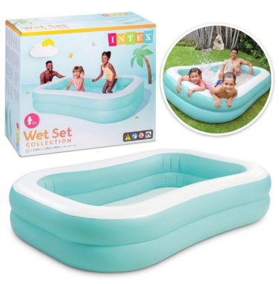 مسبح قابل للنفخ مستطيل الشكل Intex واسع بمقاسات 229 × 152 × 48 سم للأطفال – 57181 Piscine Gonflable Rectangulaire Intex Spacieuse 229 x 152 x 48cm pour Enfants - 57181