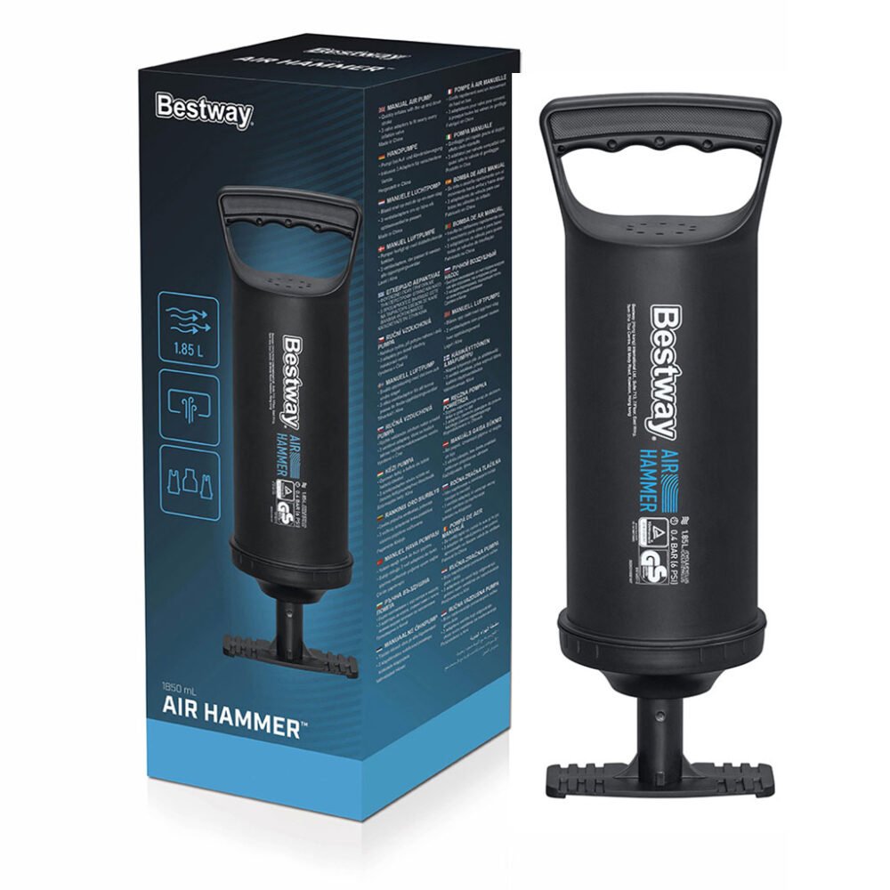 Bestway Pompe à main 36cm Manuelle Air Hammer 1.85L Avec 3 Embouts - 62003