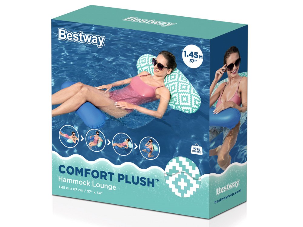 كرسي وأرجوحة مائية قابلة للنفخ للمسبح - 145 × 87 سم - Bestway Comfort Plush™ 43555 Fauteuil Hamac Gonflable de Piscine Bestway Comfort Plush™ - 145 x 87 cm - 43555