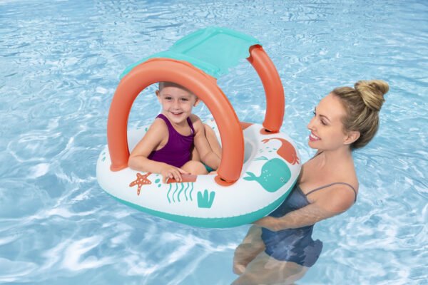 Bateau Gonflable pour Bébé Bestway Comfort Plush avec Pare-Soleil Anti-UV - 84 x 67 cm - 34203