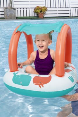 Bateau Gonflable pour Bébé Bestway Comfort Plush avec Pare-Soleil Anti-UV - 84 x 67 cm - 34203