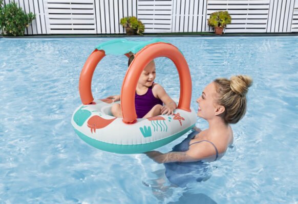 Bateau Gonflable pour Bébé Bestway Comfort Plush avec Pare-Soleil Anti-UV - 84 x 67 cm - 34203