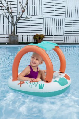 Bateau Gonflable pour Bébé Bestway Comfort Plush avec Pare-Soleil Anti-UV - 84 x 67 cm - 34203