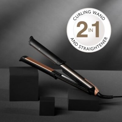 جهاز فرد وتجعيد الشعر 2 في 1 من Remington مع طلاء سيراميك ودرجة حرارة قابلة للتعديل - Straight & Curl Styler S6077 DariTek