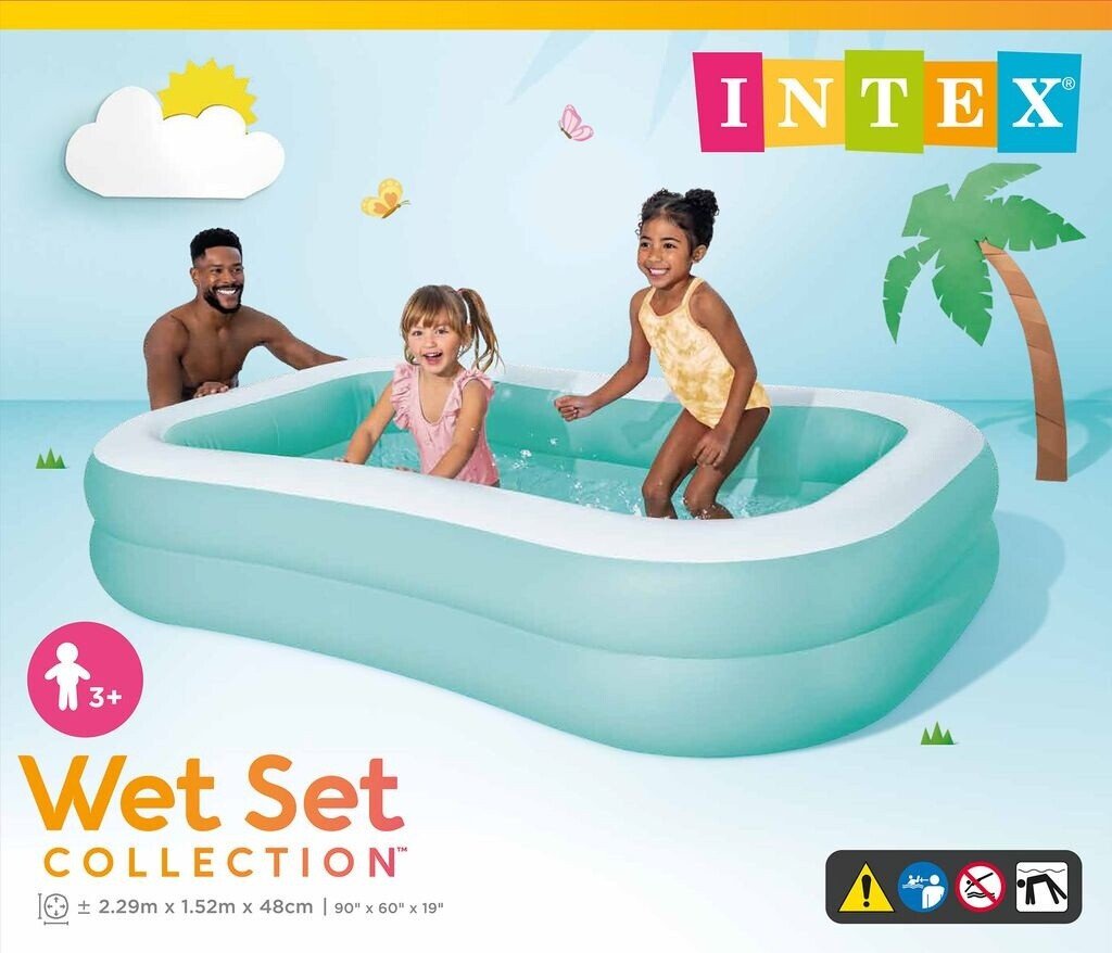 مسبح قابل للنفخ مستطيل الشكل Intex واسع بمقاسات 229 × 152 × 48 سم للأطفال – 57181 Piscine Gonflable Rectangulaire Intex Spacieuse 229 x 152 x 48cm pour Enfants - 57181