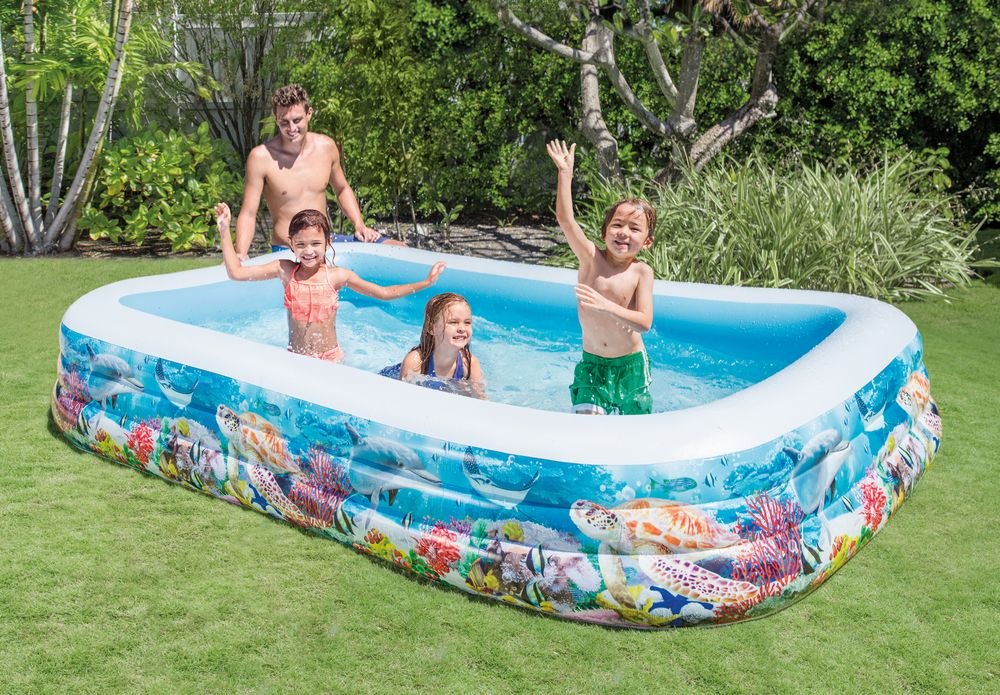 مسبح عائلي قابل للنفخ بتصميم الأكواريوم (عالم البحار) 305 × 183 × 56 سم - Intex 58485 Piscine Gonflable Familiale Aquarium 305 x 183 x 56 cm Intex 58485