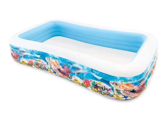 مسبح عائلي قابل للنفخ بتصميم الأكواريوم (عالم البحار) 305 × 183 × 56 سم - Intex 58485 Piscine Gonflable Familiale Aquarium 305 x 183 x 56 cm Intex 58485