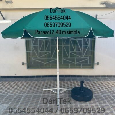 Parasol 2.40 m Importation avec Couleurs Unies pour Plage et Jardin (Socle NON Inclus)
