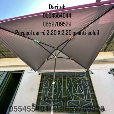 Parasol Carré Importation 2.20 x 2.20 m Anti Soleil pour Jardin et Terrasse (Socle NON Inclus)