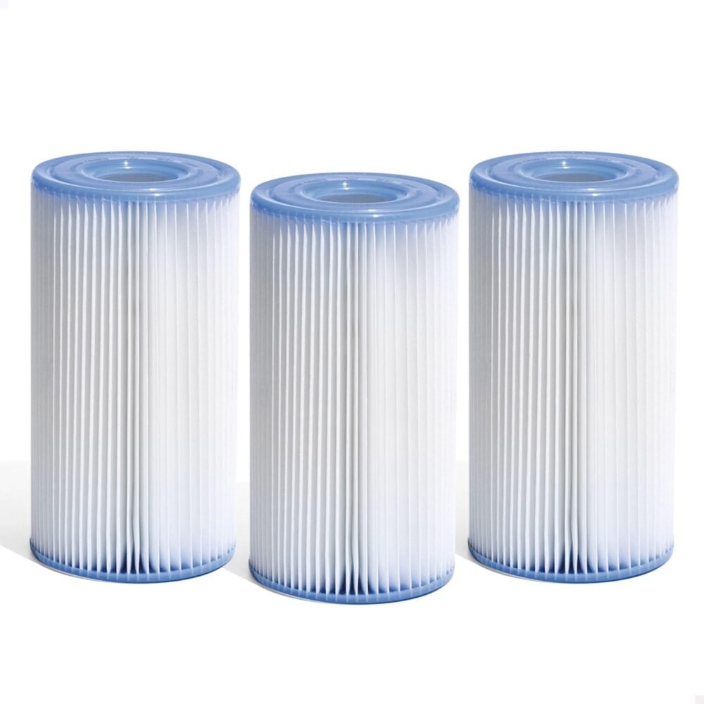 Lot de 3 Cartouches Filtrantes Type A pour Piscine – Média Lavable 20 Microns Ø 10,7 cm pour Épurateur – INTEX 29003