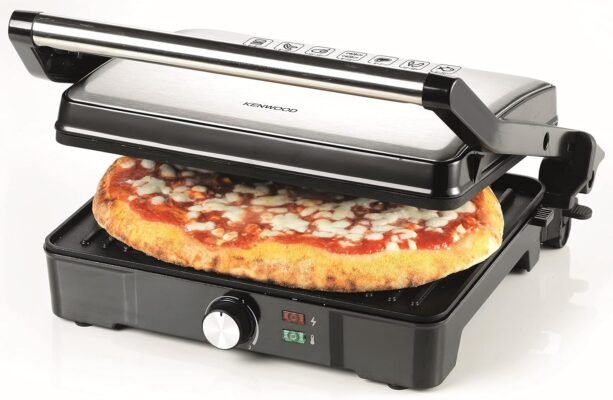 Panineuse et Grill Électrique Kenwood 2000W 3 Positions – Plaques Anti-Adhésives, Thermostat Réglable et Bac Récupérateur HGM31