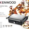 Panineuse et Grill Électrique Kenwood 2000W 3 Positions – Plaques Anti-Adhésives, Thermostat Réglable et Bac Récupérateur HGM31