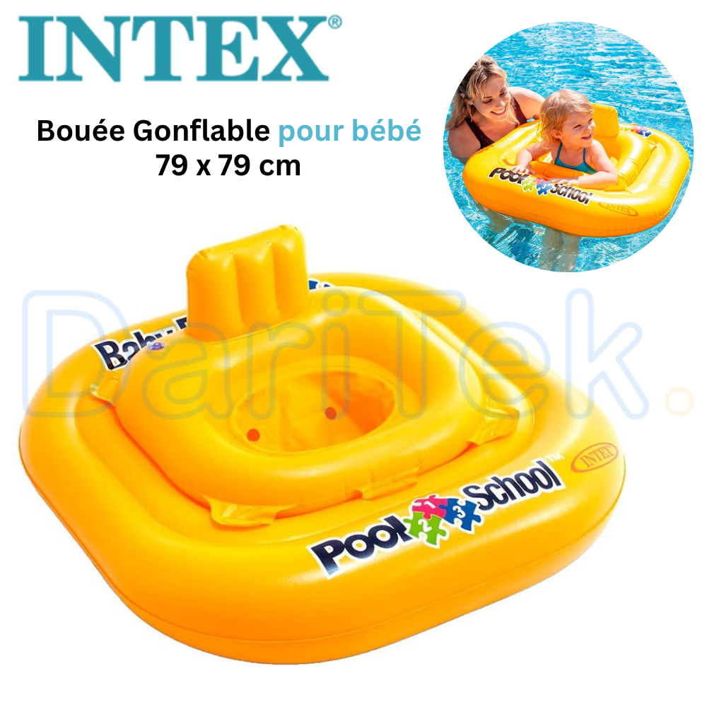 Bouée Culotte Gonflable Bébé Pool School – Siège de Natation Carré avec Dossier 79 x 79 cm – INTEX 56587