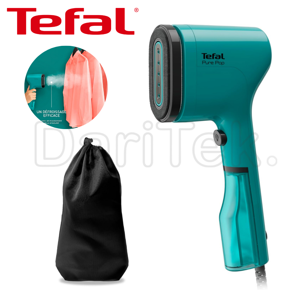 Défroisseur Vapeur à Main Tefal Pure Pop 1300W Vert – Défroisseur Portatif Compact 70 ml, Semelle Réversible et Chauffe en 15 Secondes DT2024