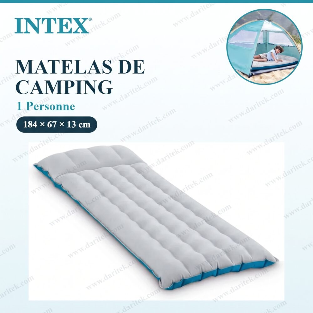 مرتبة قابلة للنفخ للتخييم لشخص واحد Intex – سطح مخملي Wave Beam مقاس 184×67 × 13 سم 67997