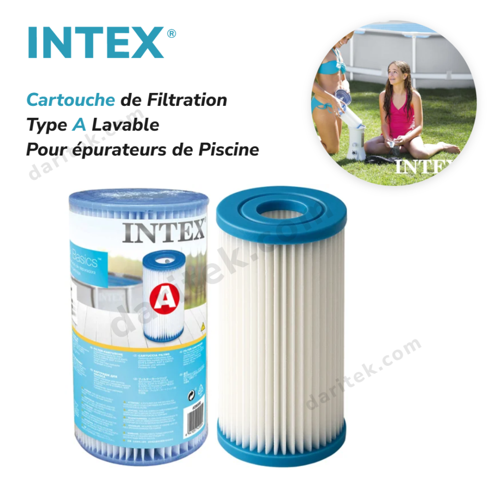 Cartouche Filtrante Type A pour Piscine – Média Lavable 20 Microns Ø 10,7 cm pour Épurateur à l'Unité – INTEX 29000
