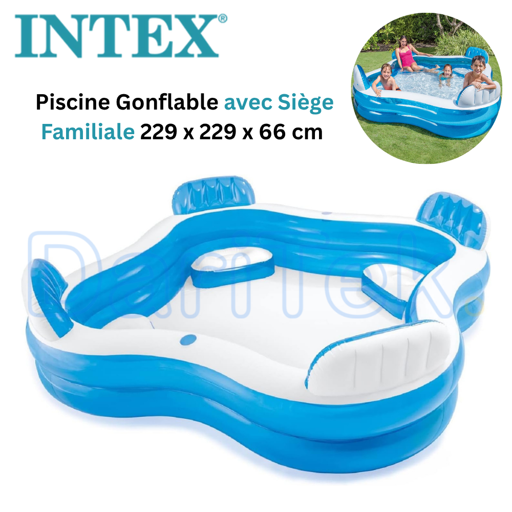 Piscine Gonflable Familiale Intex avec 4 Sièges et Dossiers - 229 x 229 x 66 cm - 56475