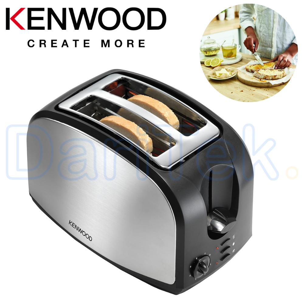 Grille-Pain Kenwood 2 Fentes 900W – Toaster Accent Collection Inox avec Décongélation, Réchauffage et Brunissage Réglable TCM01
