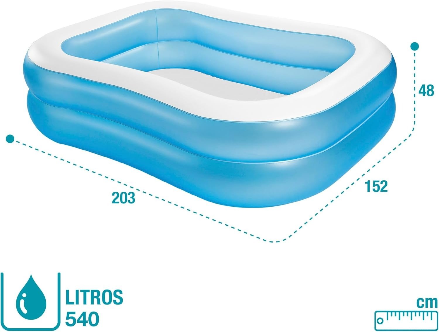 مسبح قابل للنفخ عائلي مستطيل للأطفال بحلقتين 203 × 152 × 48 سم 540 لتر – إنتكس INTEX 57180 مسبح قابل للنفخ عائلي مستطيل للأطفال بحلقتين 203 × 152 × 48 سم 540 لتر – إنتكس INTEX 57180 - الصورة 5