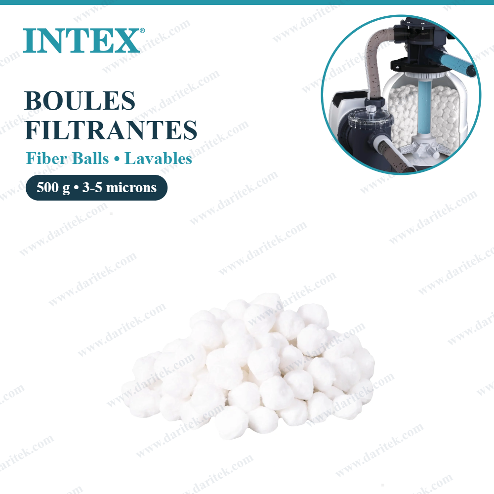 Boules Filtrantes Fiber Balles pour Piscine 500 g – Média Lavable et Réutilisable 3-5 Microns pour Pompe à Sable – INTEX 29045