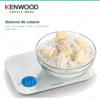 Balance de Cuisine Numérique Kenwood 8 kg – Plateau Verre Trempé, Commande Tactile, Fonction Tare et 6 Unités de Mesure, Blanc WEP50 DariTek