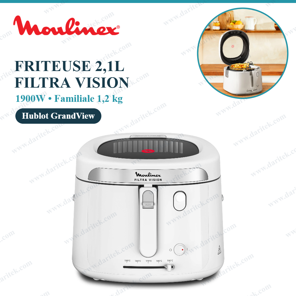 قلاية كهربائية Moulinex Filtra Vision سعة 2.1 لتر 1900 واط بيضاء – قلاية عائلية 1.2 كغ بنافذة GrandView وفلتر معدني وثرموستات قابل للتعديل AF2541E0
