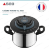 Cocotte Minute Autocuiseur Nutricook+ 6 L Inox Induction – Panier Vapeur, 6 Sécurités, Ouverture Facile, Fabriqué en France – SEB P4220705