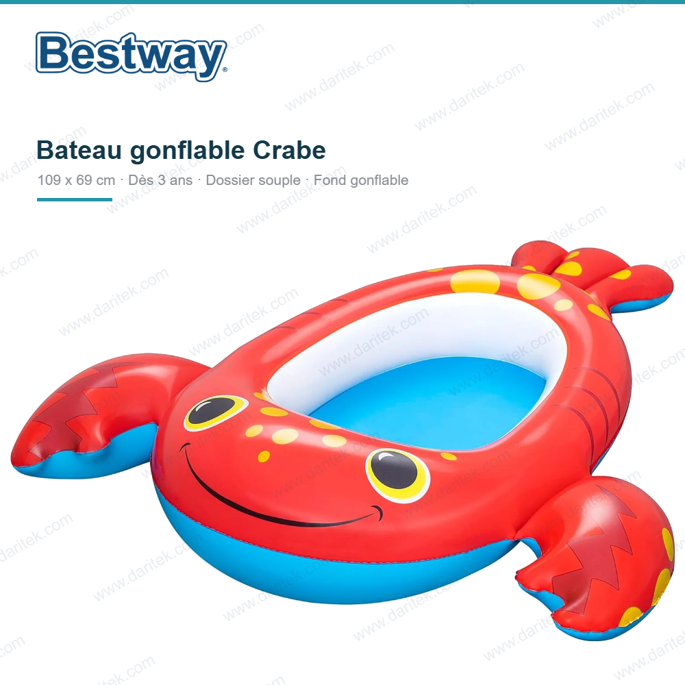 قارب هوائي للأطفال سبلاش بادي بشكل سلطعون 109 × 69 سم – BESTWAY 34170