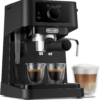 Machine à Café Expresso DeLonghi Stilosa 15 Bars 1100 W – Buse Vapeur Cappuccino, Réservoir 1 L, 2 Tasses, Dosettes ESE et Café Moulu, Noir – EC230.BK DariTek