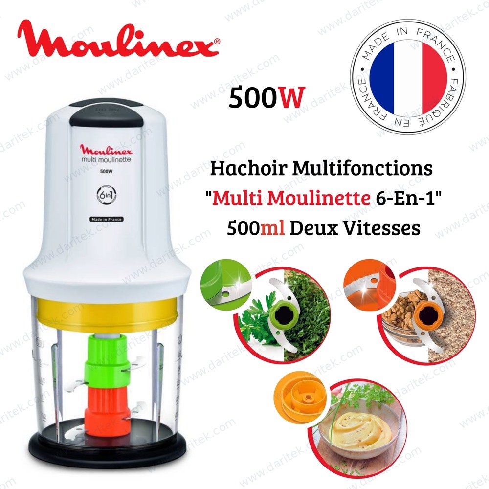 Hachoir Électrique 6 en 1 500 ml 500 W Made in France – MOULINEX AT723110
