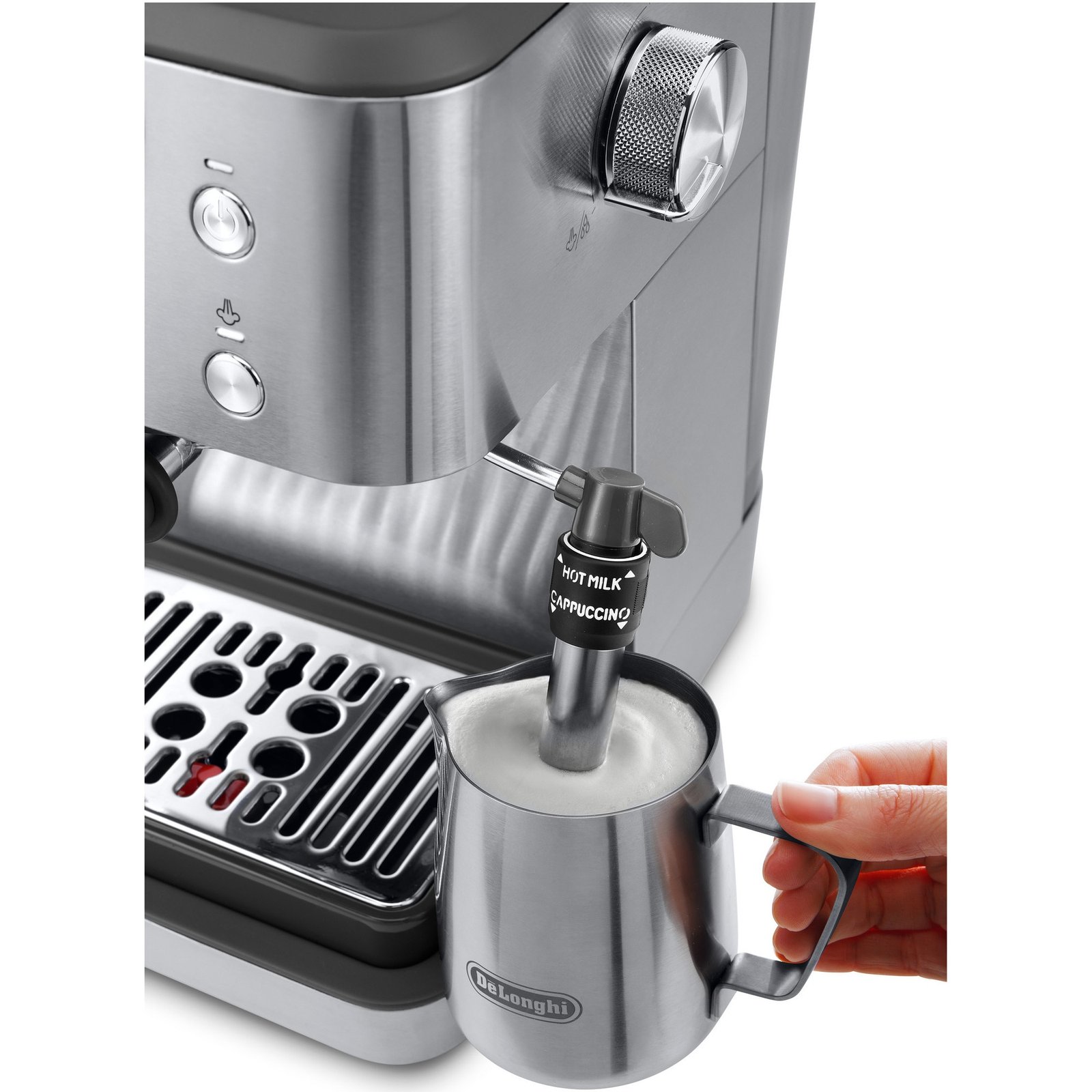 Machine à Café Expresso DeLonghi LINEA Classic 15 Bars 1325 W – Thermoblock, Buse Vapeur Cappuccino, Réservoir 1,7 L, 2 Tasses, Corps Métal – EM450.M DeLonghi EM450.M Classic en situation