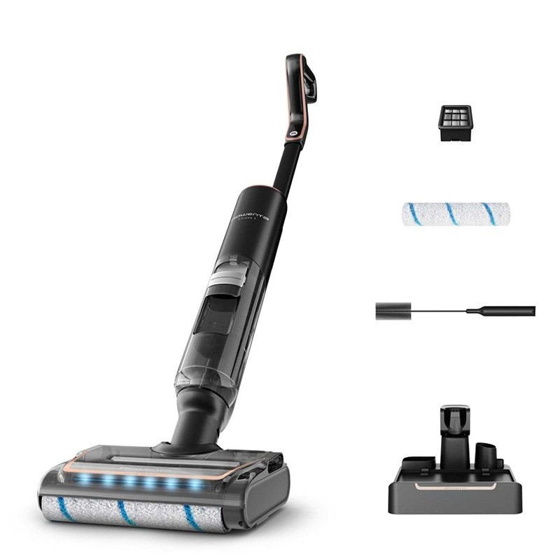 Aspirateur Laveur Sans Fil 250 W 50 min Auto-Nettoyage – ROWENTA GZ5736E0 X-Clean 7 Noir ROWENTA GZ5736E0 X-Clean 7 avec ses accessoires