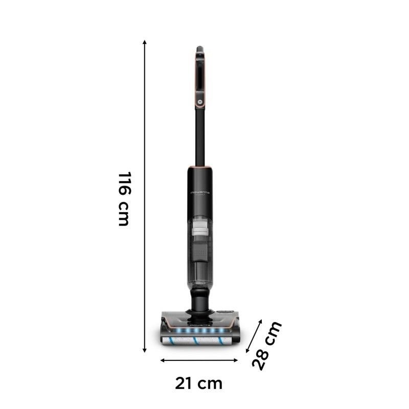Aspirateur Laveur Sans Fil 250 W 50 min Auto-Nettoyage – ROWENTA GZ5736E0 X-Clean 7 Noir Dimensions de l'aspirateur laveur ROWENTA GZ5736E0