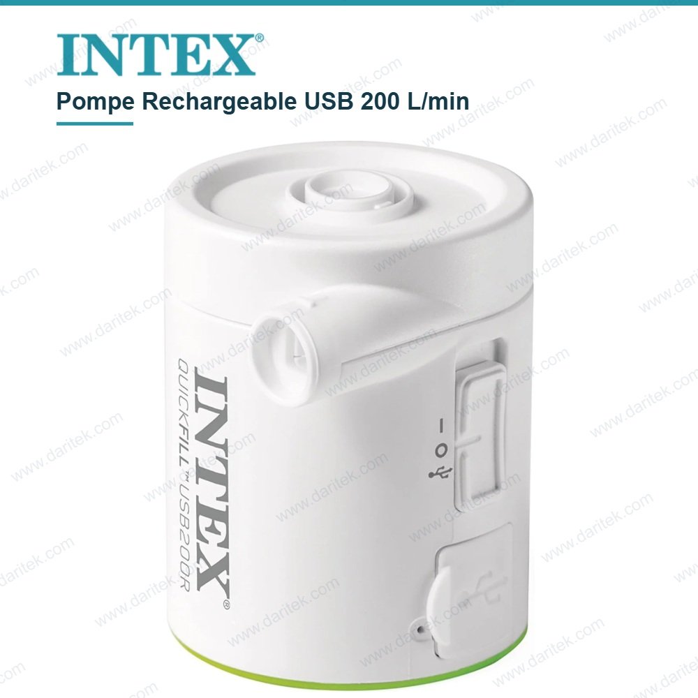 Pompe Rechargeable USB 200 L/min Gonfleur Dégonfleur et Power Bank 2000mAh – INTEX 66637